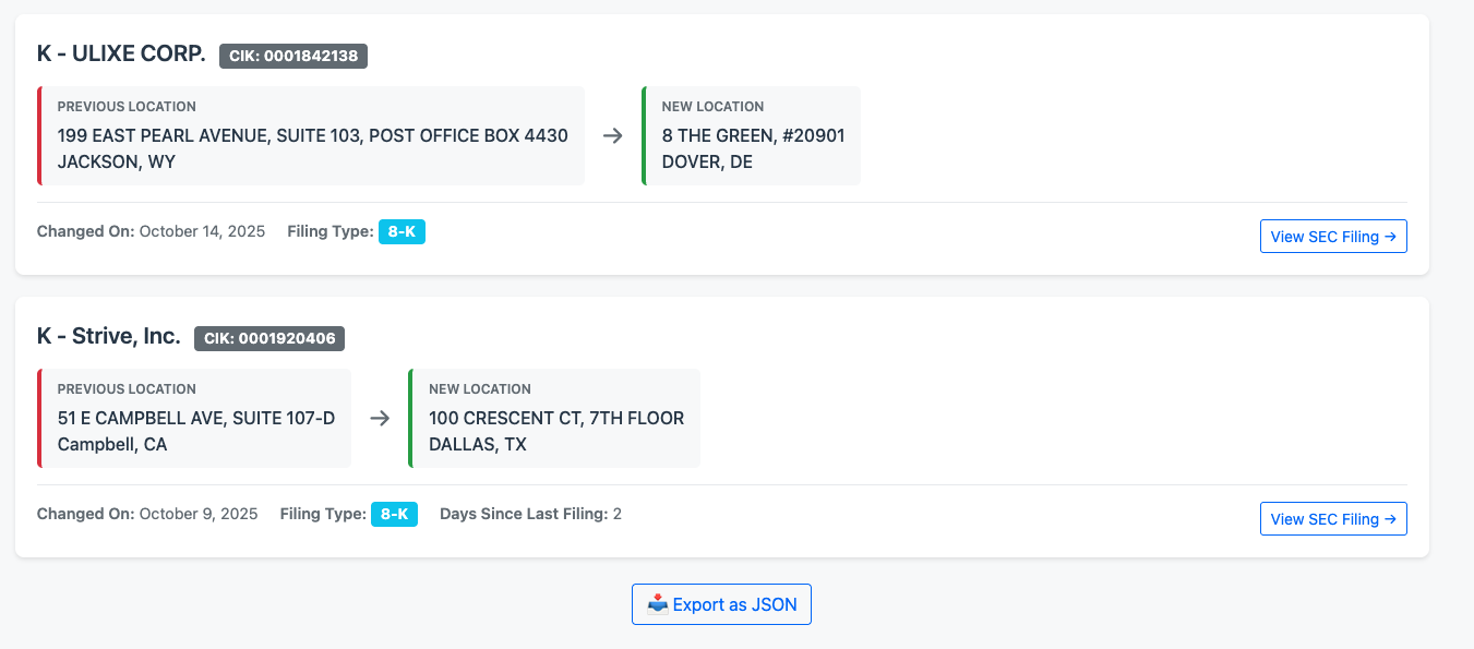 Address Changes Interface